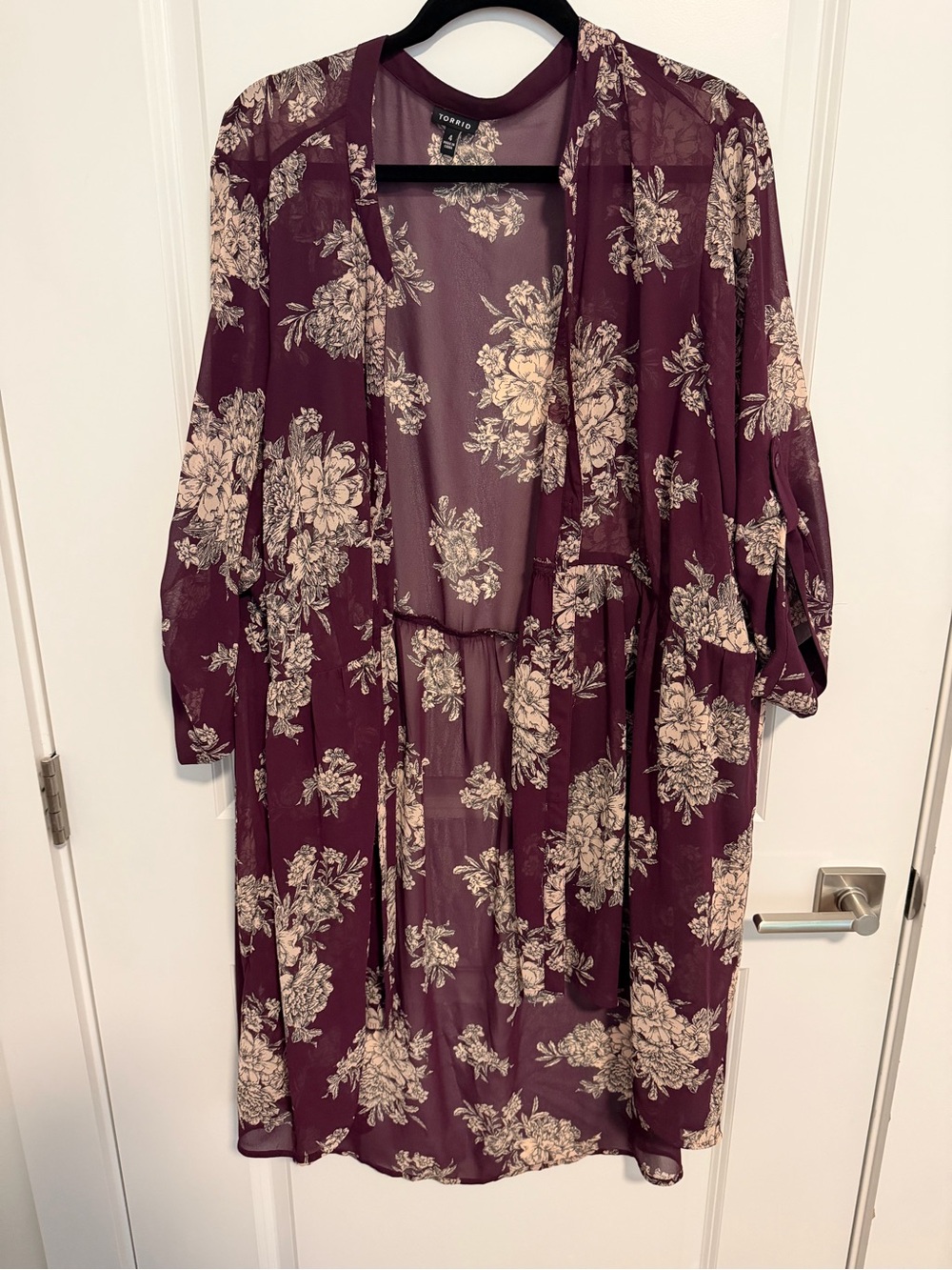 torrid Plum Floral Sheer Midi Kimono